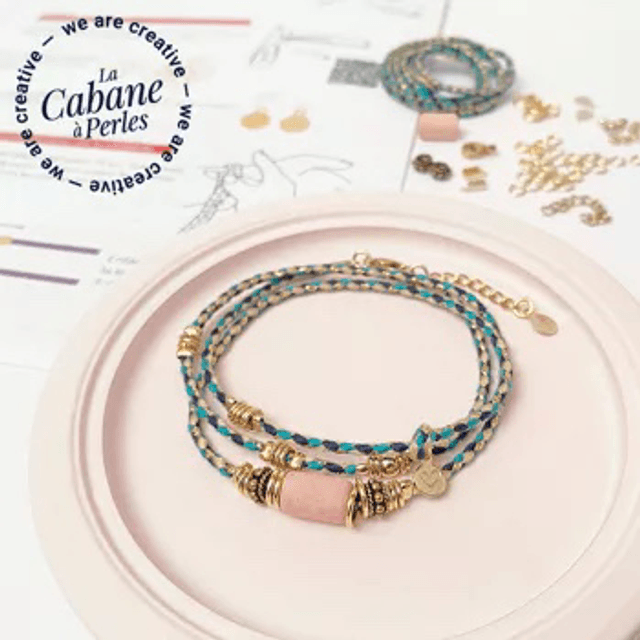 Kit bracelet 3 tours bleu ou rose  Casablanca 