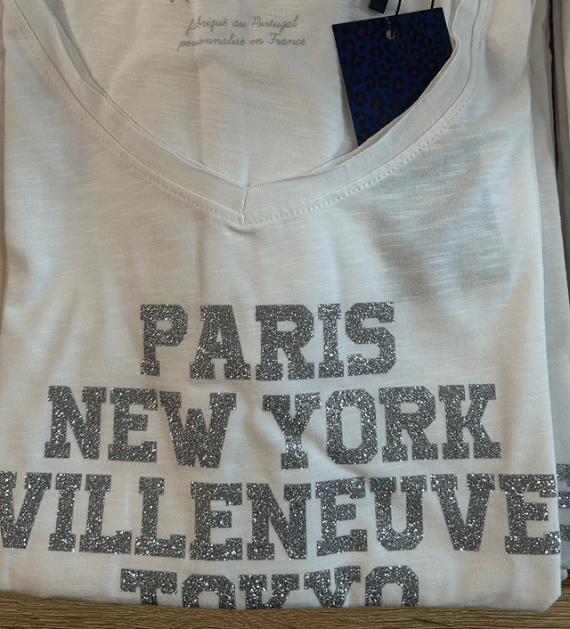 Tee shirt paillettes argent ou dore 