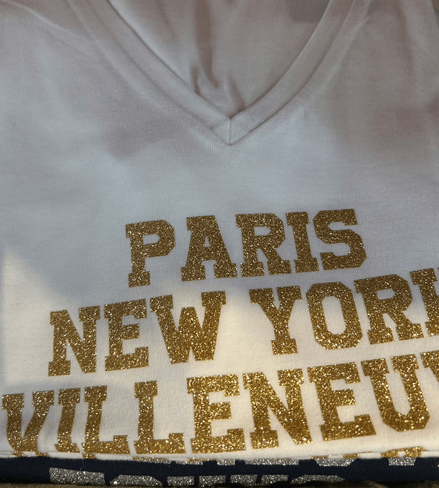 Tee shirt paillettes argent ou dore 