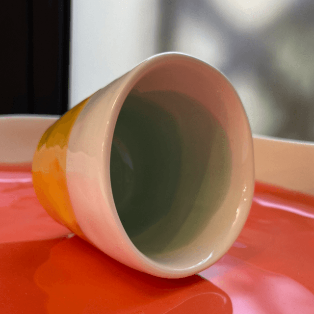 Tasse expresso jaune /vert Aqua 