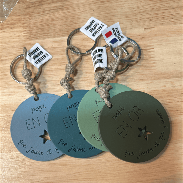 Porte clés papi en or 